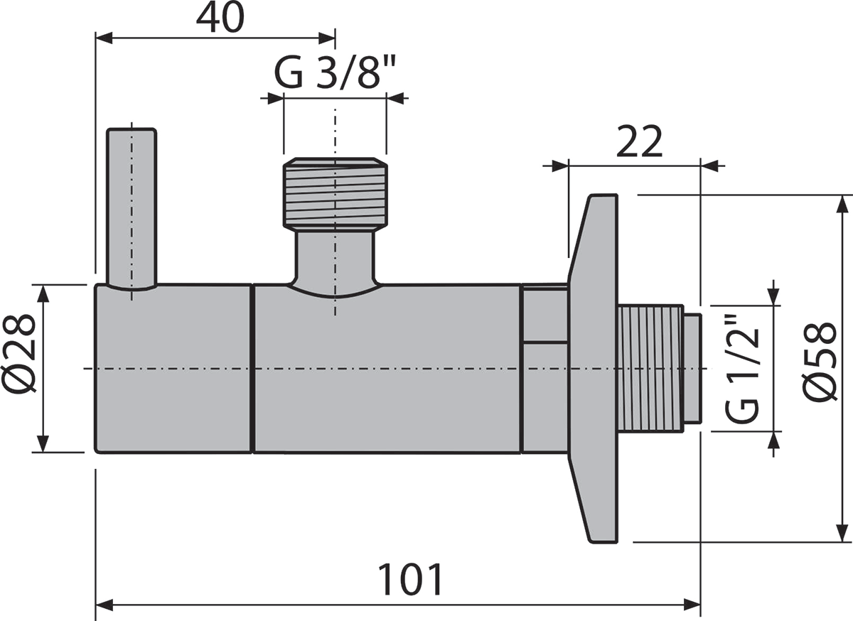 ARV001-RG-P - Angle valve with a filter 1/2